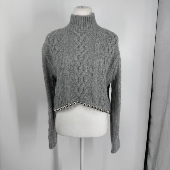 Zara Silver Bead Embellished Cable Knit Sweater - Small - Picture 3 of 13